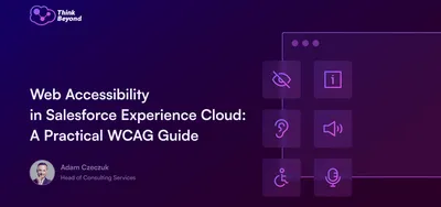 Cover image of a practical guide on web accessibility within Salesforce Experience Cloud, emphasizing WCG principles.