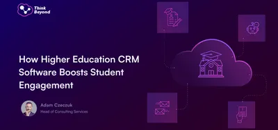 Graphic promoting a presentation on enhancing student engagement with higher education CRM software.