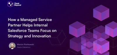 Illustration showing a managed service partner enabling Salesforce teams to prioritize strategy and innovation over routine tasks.