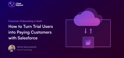 Graphic illustrating customer onboarding in SaaS, featuring a cloud icon and a folder with arrows indicating data flow.