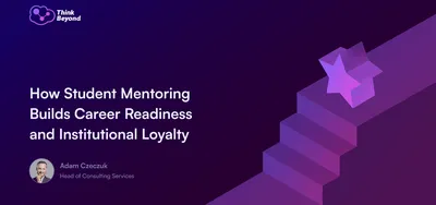 Graphic featuring stairs leading to a purple star, with text about student mentoring and career readiness.