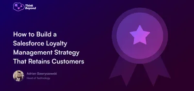 Graphic featuring a purple award ribbon with a star, titled 'How to Build a Salesforce Loyalty Management Strategy'