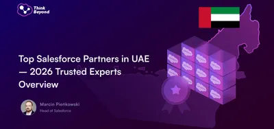 Graphic featuring the UAE map, Salesforce logos, and the title "Top Salesforce Partners in UAE — 2026 Trusted Experts Overview.