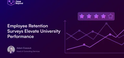 Cover for the blog post about employee retention and surveys on universities