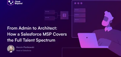 A stylized illustration of a person using a laptop, surrounded by digital elements representing data and technology concepts.