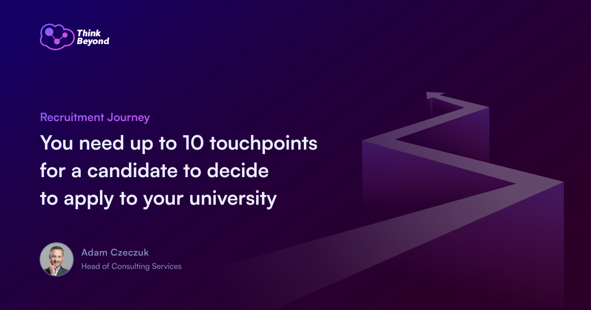 Illustration featuring a winding path with text emphasizing the need for 10 touchpoints in a candidate's recruitment journey.