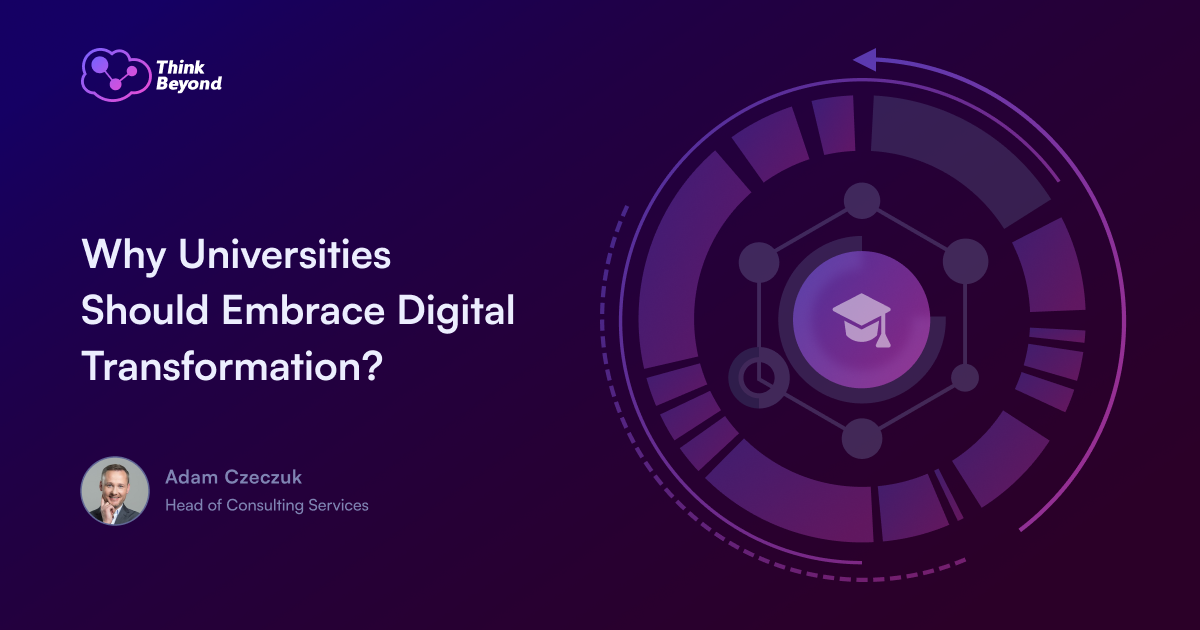 Graphic depicting the importance of digital transformation in higher education, emphasizing adaptability and future readiness.
