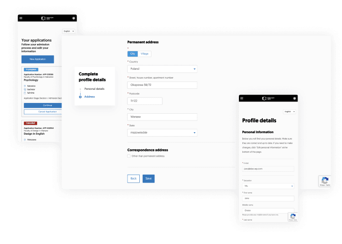 Recruitment and admission platform for SWPS University