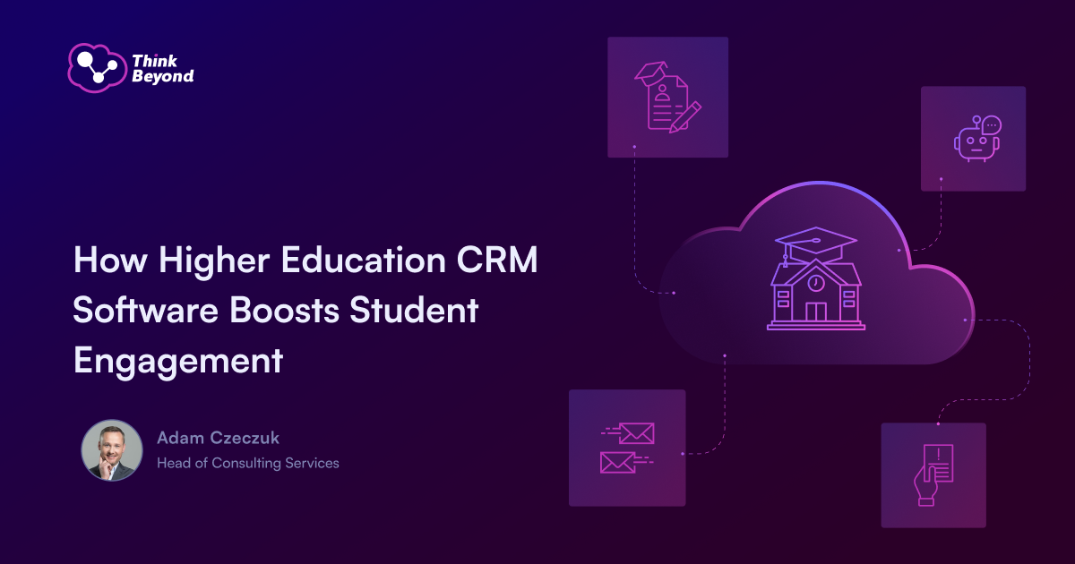 Graphic promoting a presentation on enhancing student engagement with higher education CRM software.