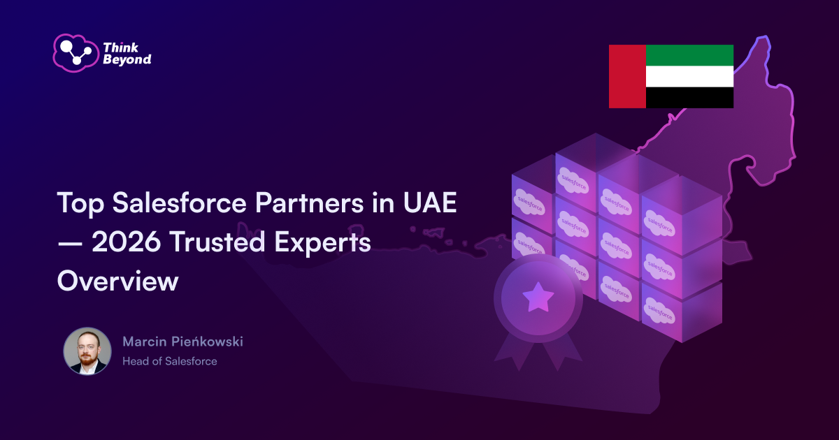 Graphic featuring the UAE map, Salesforce logos, and the title "Top Salesforce Partners in UAE — 2026 Trusted Experts Overview."